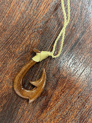 Koa Wood Fish Hook Necklace                                                